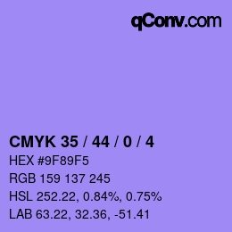 Farbcode: CMYK 35 / 44 / 0 / 4 | qconv.com