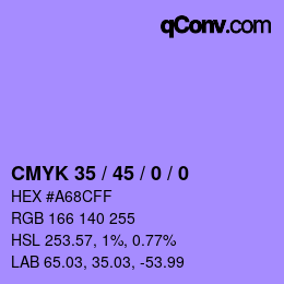 Farbcode: CMYK 35 / 45 / 0 / 0 | qconv.com