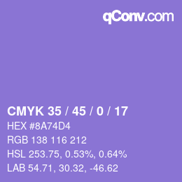 Código de color: CMYK 35 / 45 / 0 / 17 | qconv.com