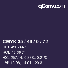 颜色代码: CMYK 35 / 49 / 0 / 72 | qconv.com