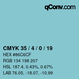 カラーコード: CMYK 35 / 4 / 0 / 19 | qconv.com