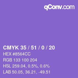 Farbcode: CMYK 35 / 51 / 0 / 20 | qconv.com