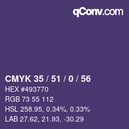 Color code: CMYK 35 / 51 / 0 / 56 | qconv.com