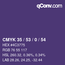 Color code: CMYK 35 / 53 / 0 / 54 | qconv.com