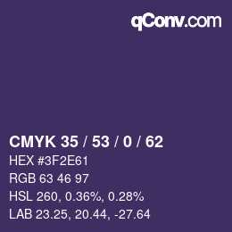 Color code: CMYK 35 / 53 / 0 / 62 | qconv.com