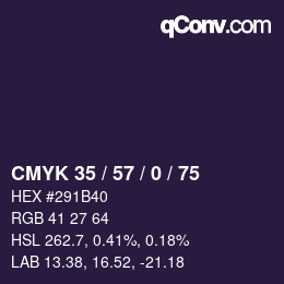 Color code: CMYK 35 / 57 / 0 / 75 | qconv.com