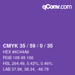 カラーコード: CMYK 35 / 59 / 0 / 35 | qconv.com