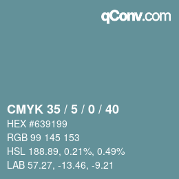 カラーコード: CMYK 35 / 5 / 0 / 40 | qconv.com
