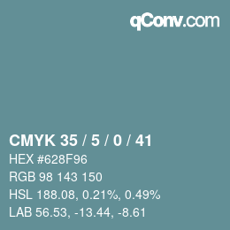 颜色代码: CMYK 35 / 5 / 0 / 41 | qconv.com