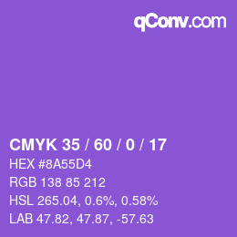Color code: CMYK 35 / 60 / 0 / 17 | qconv.com