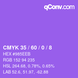 カラーコード: CMYK 35 / 60 / 0 / 8 | qconv.com