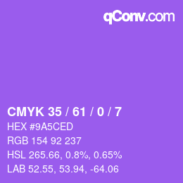 Code couleur: CMYK 35 / 61 / 0 / 7 | qconv.com