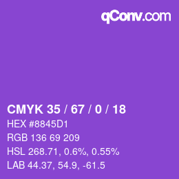 カラーコード: CMYK 35 / 67 / 0 / 18 | qconv.com