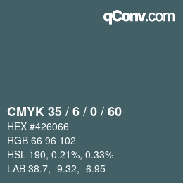 颜色代码: CMYK 35 / 6 / 0 / 60 | qconv.com