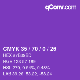 Código de color: CMYK 35 / 70 / 0 / 26 | qconv.com