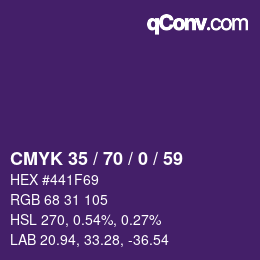 Color code: CMYK 35 / 70 / 0 / 59 | qconv.com