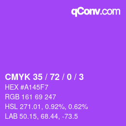 カラーコード: CMYK 35 / 72 / 0 / 3 | qconv.com