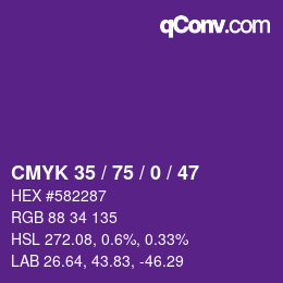 Color code: CMYK 35 / 75 / 0 / 47 | qconv.com