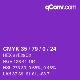 Color code: CMYK 35 / 79 / 0 / 24 | qconv.com