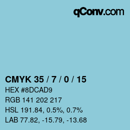 Farbcode: CMYK 35 / 7 / 0 / 15 | qconv.com