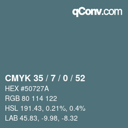 Color code: CMYK 35 / 7 / 0 / 52 | qconv.com