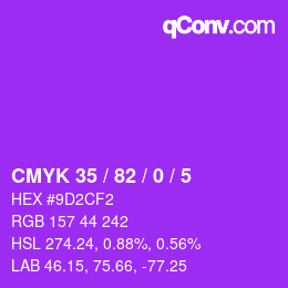カラーコード: CMYK 35 / 82 / 0 / 5 | qconv.com