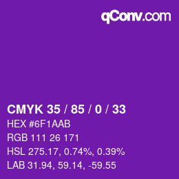 Color code: CMYK 35 / 85 / 0 / 33 | qconv.com