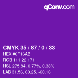 カラーコード: CMYK 35 / 87 / 0 / 33 | qconv.com