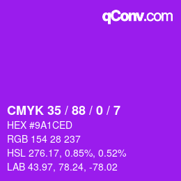 Code couleur: CMYK 35 / 88 / 0 / 7 | qconv.com