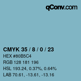カラーコード: CMYK 35 / 8 / 0 / 23 | qconv.com