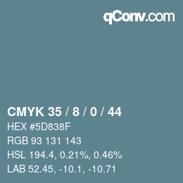 颜色代码: CMYK 35 / 8 / 0 / 44 | qconv.com