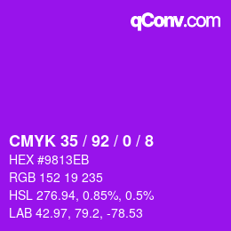 颜色代码: CMYK 35 / 92 / 0 / 8 | qconv.com