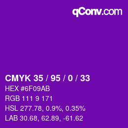 カラーコード: CMYK 35 / 95 / 0 / 33 | qconv.com