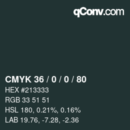 颜色代码: CMYK 36 / 0 / 0 / 80 | qconv.com