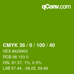 Color code: CMYK 36 / 0 / 100 / 40 | qconv.com