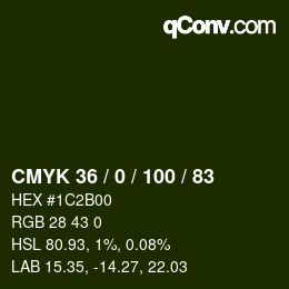 Color code: CMYK 36 / 0 / 100 / 83 | qconv.com