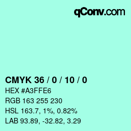 颜色代码: CMYK 36 / 0 / 10 / 0 | qconv.com