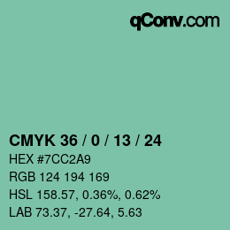 カラーコード: CMYK 36 / 0 / 13 / 24 | qconv.com