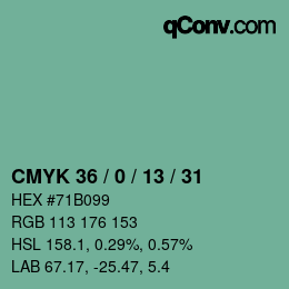 カラーコード: CMYK 36 / 0 / 13 / 31 | qconv.com