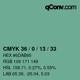 Color code: CMYK 36 / 0 / 13 / 33 | qconv.com