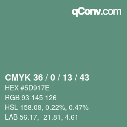 Color code: CMYK 36 / 0 / 13 / 43 | qconv.com