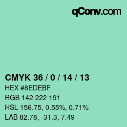 Color code: CMYK 36 / 0 / 14 / 13 | qconv.com