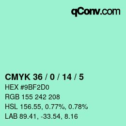 Color code: CMYK 36 / 0 / 14 / 5 | qconv.com