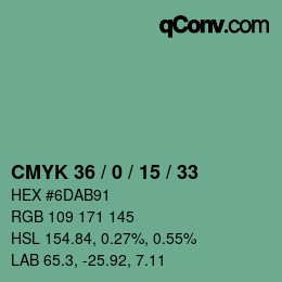 Farbcode: CMYK 36 / 0 / 15 / 33 | qconv.com
