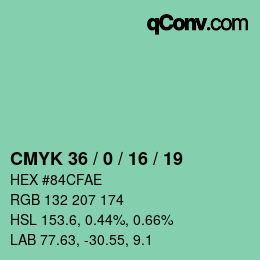 Color code: CMYK 36 / 0 / 16 / 19 | qconv.com