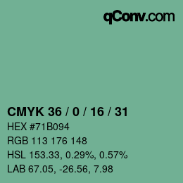 カラーコード: CMYK 36 / 0 / 16 / 31 | qconv.com