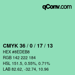 Color code: CMYK 36 / 0 / 17 / 13 | qconv.com