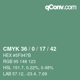 Código de color: CMYK 36 / 0 / 17 / 42 | qconv.com