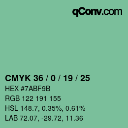 Color code: CMYK 36 / 0 / 19 / 25 | qconv.com