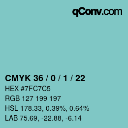 Color code: CMYK 36 / 0 / 1 / 22 | qconv.com